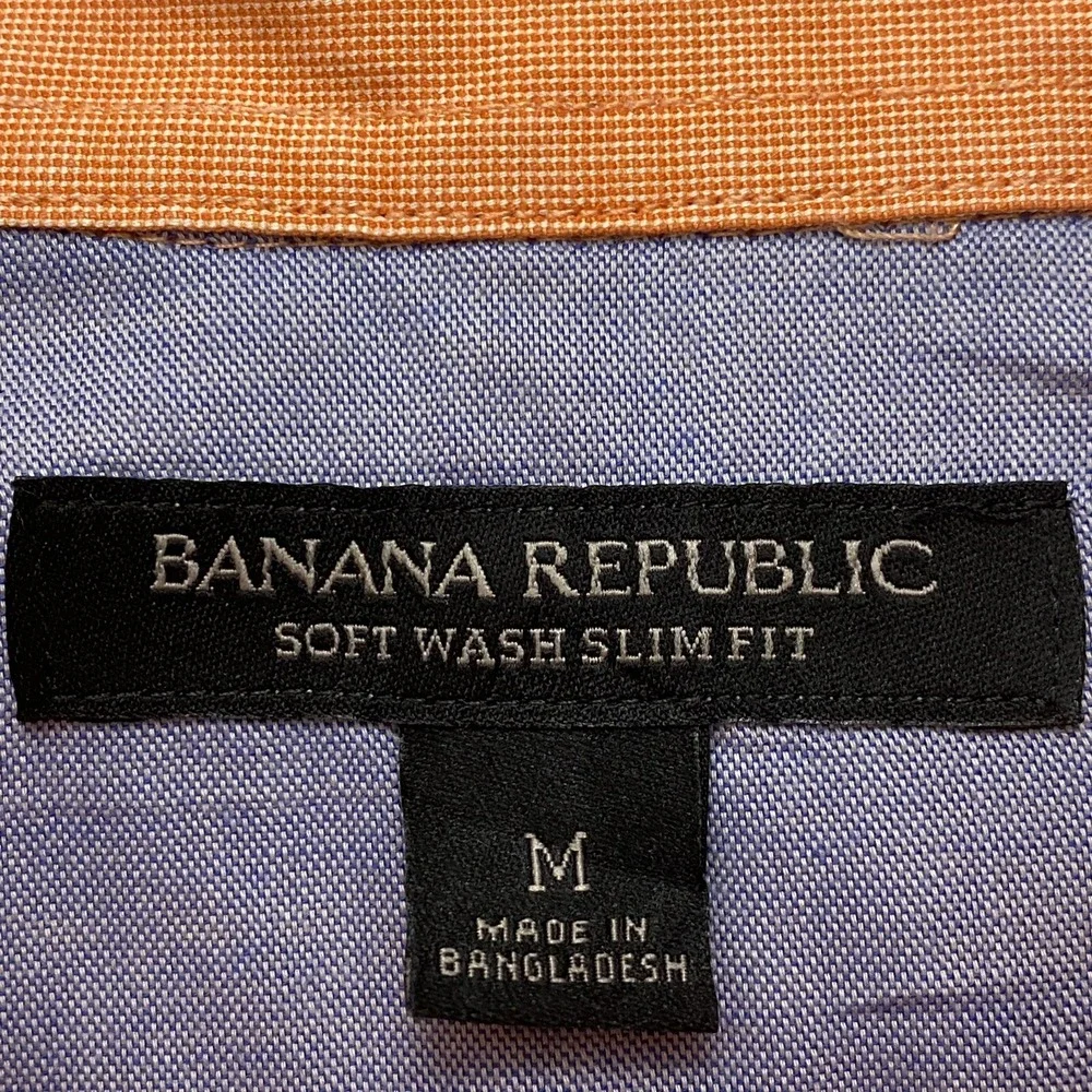 Banana Republic Soft Wash Slim Fit Mens Shirt Size M Orange Long Sleeve Pocket